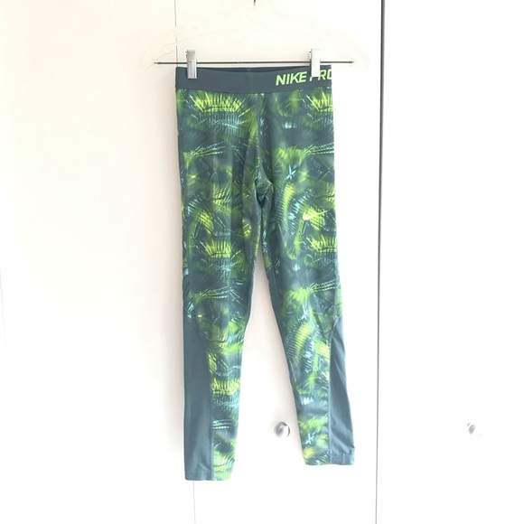 Nike Kid's lime green/gray dri-fit leggings - Picture 3 of 11